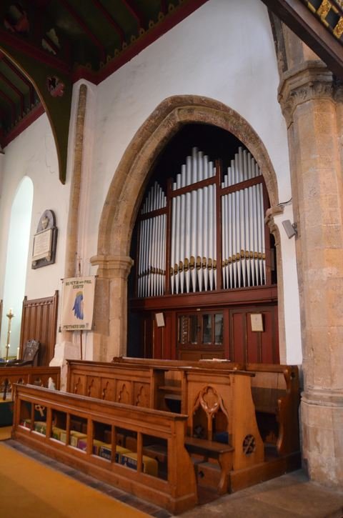The organ at St Peter and St Paul, Caistor, installed in 1885 and rebuilt in 1982