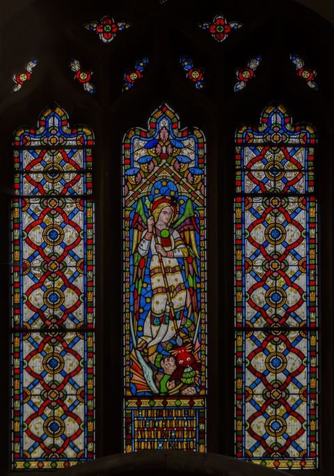 A stained glass window at St Peter and St Paul, Caistor