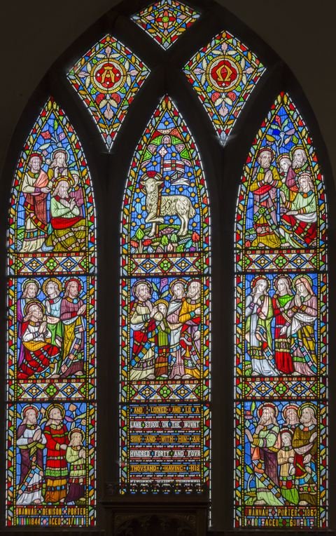 A stained glass window at St Peter and St Paul, Caistor