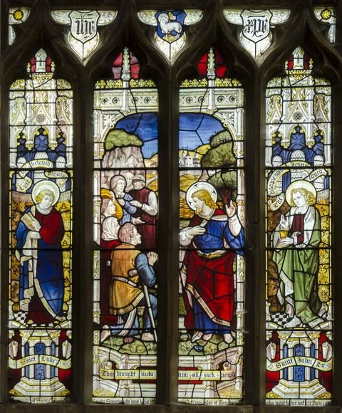 A stained glass window at St Peter and St Paul, Caistor